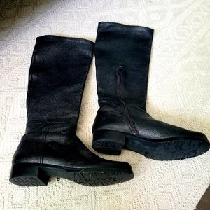 Stuart Weitzman black knee high flat boots